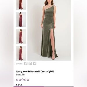 Jenny Yoo Cybill Velvet Dress in Sage Green